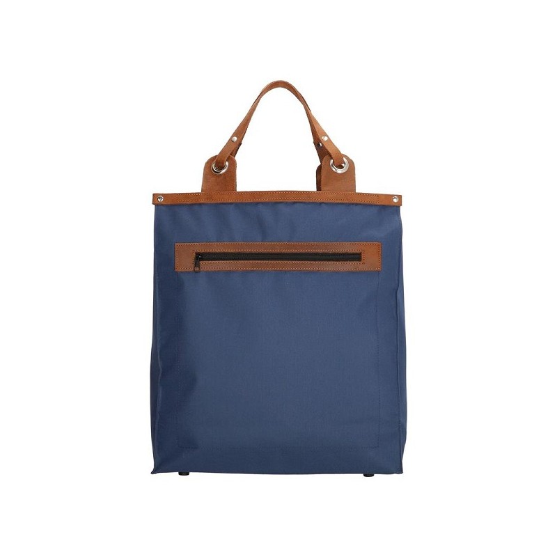 Sac shopping Runaway basics bleu avec poignée en cuir véritable 36,5xh41cm