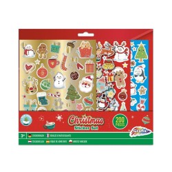 Grafix Lot d'autocollants de Noël 200 pièces, 4 feuilles 27x23 cm