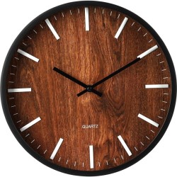 Horloge murale en plastique 30cm aspect bois
