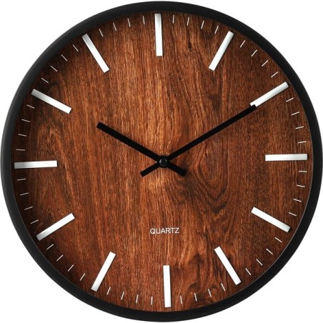 Horloge murale en plastique 30cm aspect bois