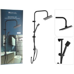 Set de douche avec douche à effet pluie noir mat