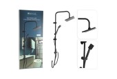 Set de douche avec douche à effet pluie noir mat