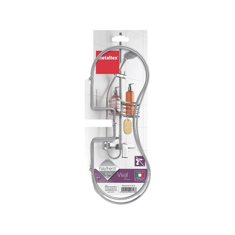 Metaltex Viva support de douche pour barre de douche 29x11x12cm argent