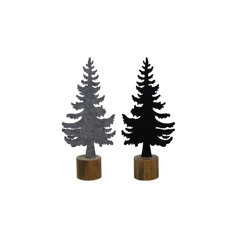 Kerstboom vilt op stam 18cm zwart of grijs