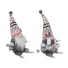 Kerst kabouter gnoom op ski's, roze/grijs 19x15x33cm