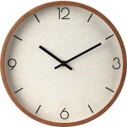 Horloge murale plastique Ø30cm aspect bois
