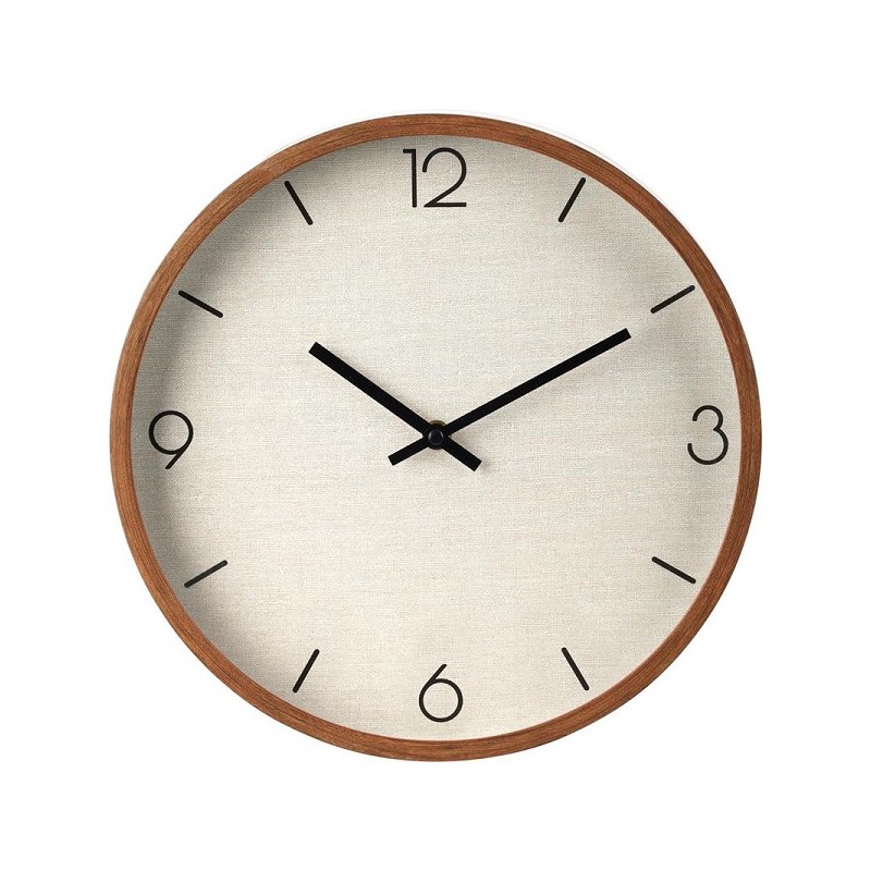 Horloge murale plastique Ø30cm aspect bois