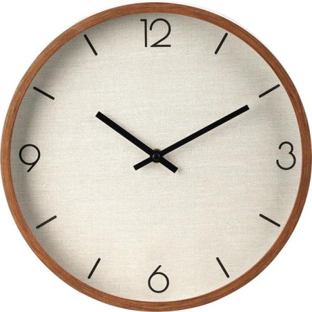 Horloge murale plastique Ø30cm aspect bois