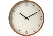 Horloge murale plastique Ø30cm aspect bois