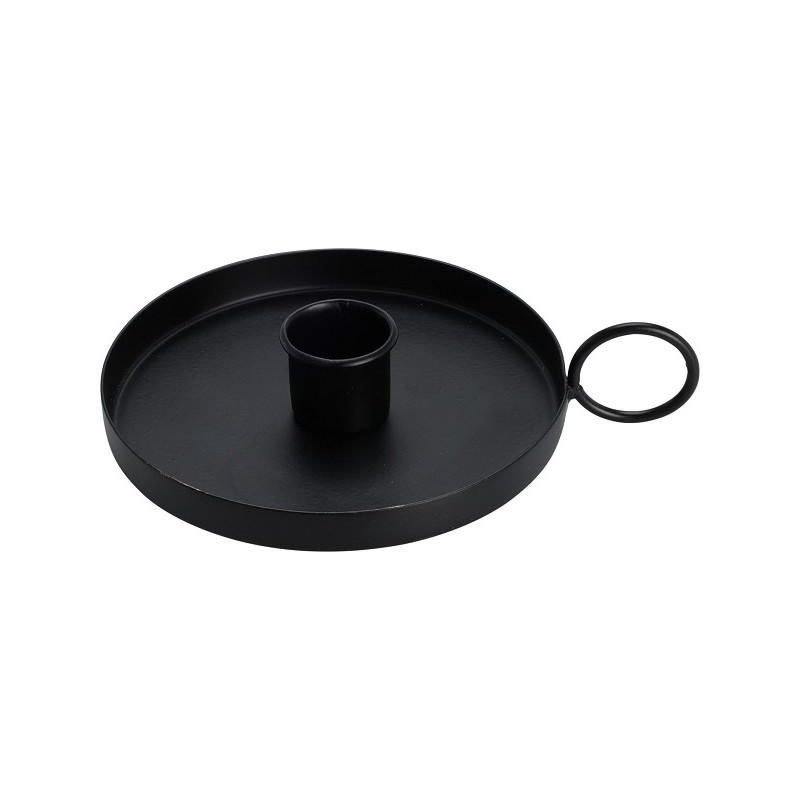 Bougeoir avec oreille métal 13cm noir