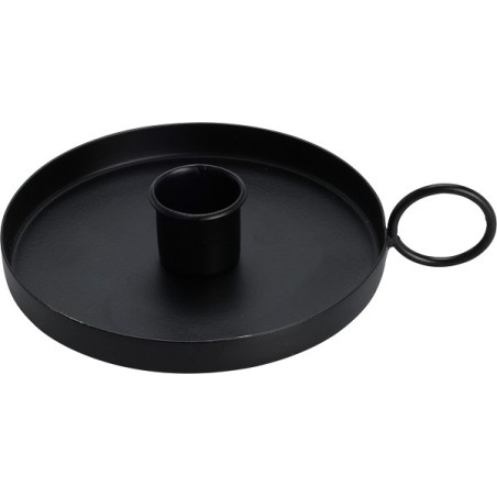Bougeoir avec oreille métal 13cm noir
