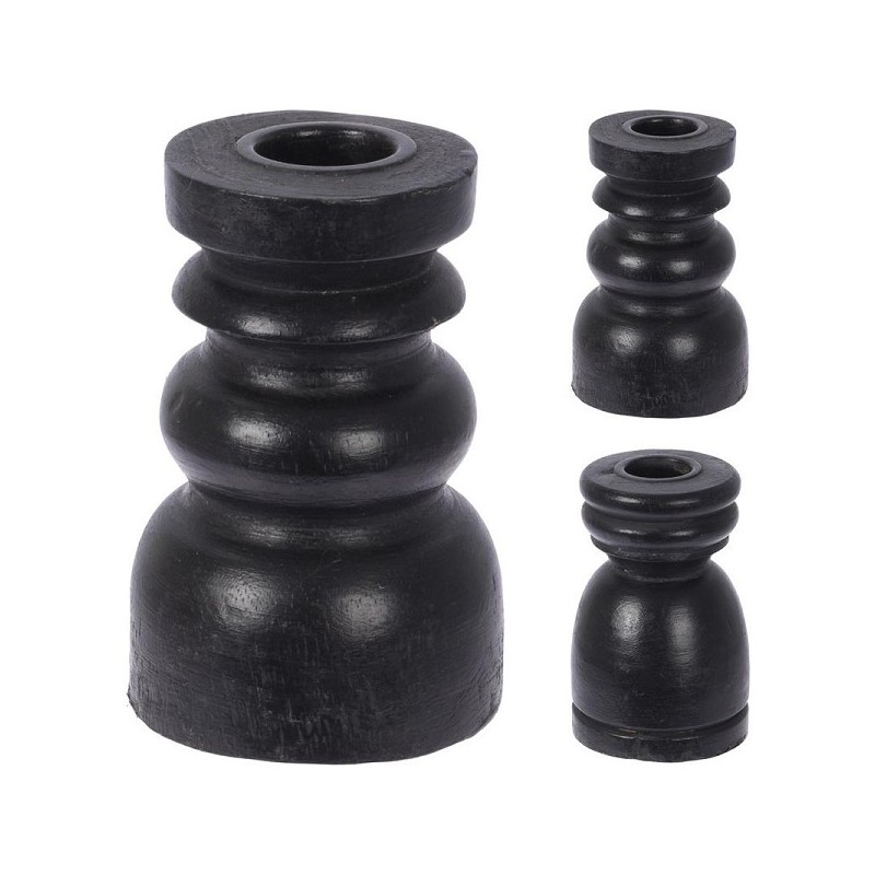 bougeoir en bois de manguier Ø5x10cm noir