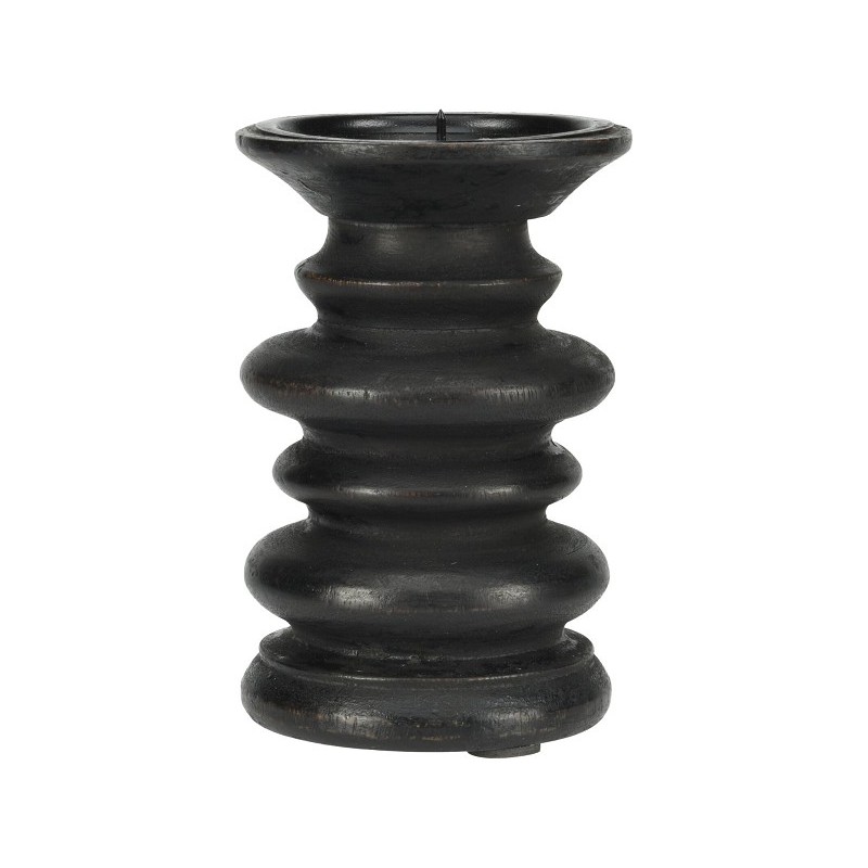Bougeoir pilier bois de manguier Ø10x15cm noir