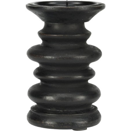 Bougeoir pilier bois de manguier Ø10x15cm noir
