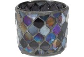 Theelichthouder Ø7x6cm glas mozaiek