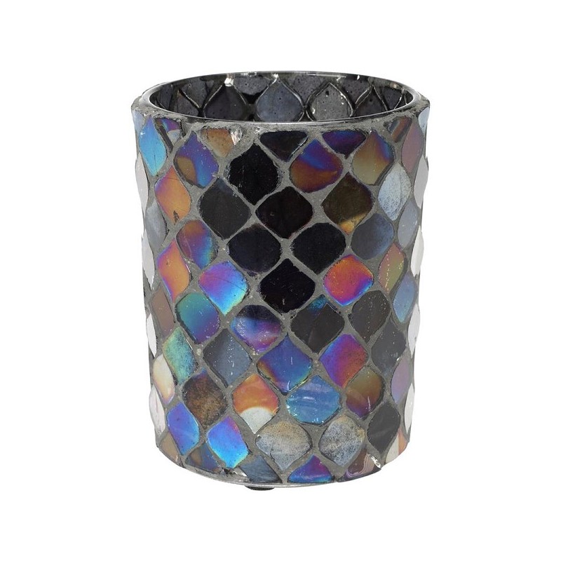 Theelichthouder Ø8x10cm glas mozaiek