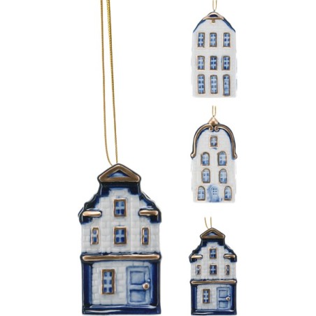 Hangdeco huisje delfts blauw porselein 6cm