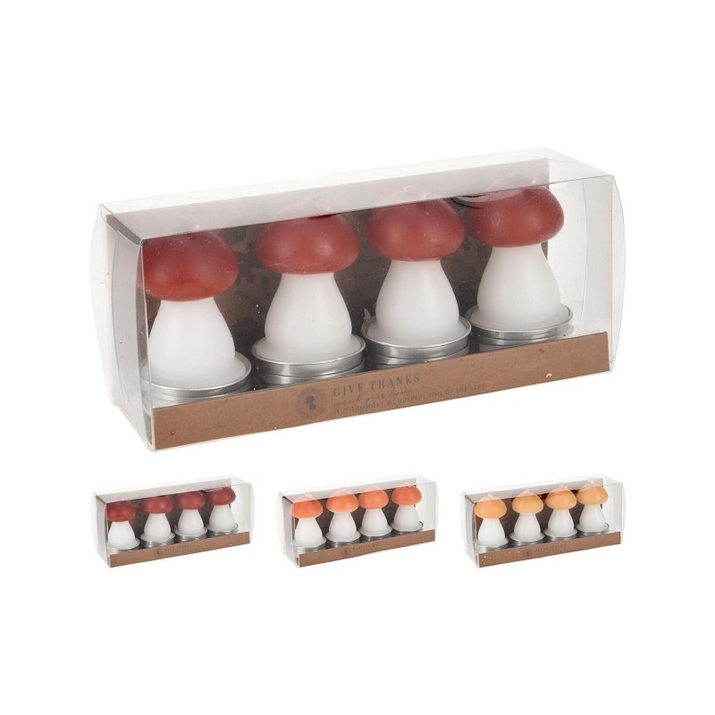Set de bougies champignons 4 pièces 3x7cm