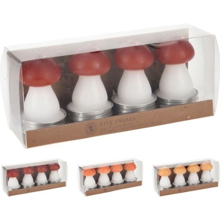Set de bougies champignons 4 pièces 3x7cm
