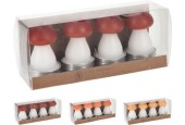 Paddenstoel kaarsset 4-delig 3x7cm