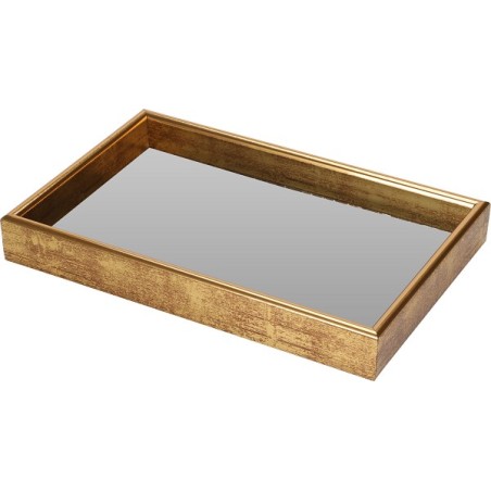 Plateau avec miroir 22x14cm finition antique