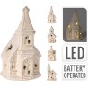 Kerkje porselein met LED verlichting 11cm wit