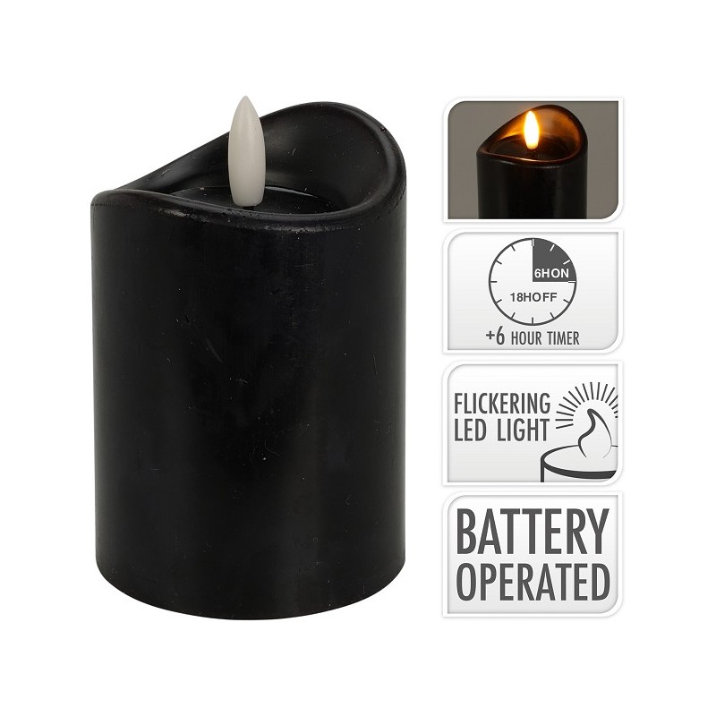 Bougie LED 70x100mm noire