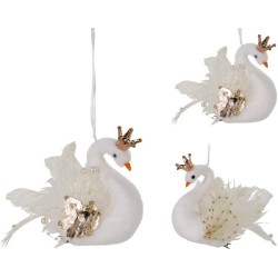 Déco suspendue cygne 17cm disponible en 2 versions différentes