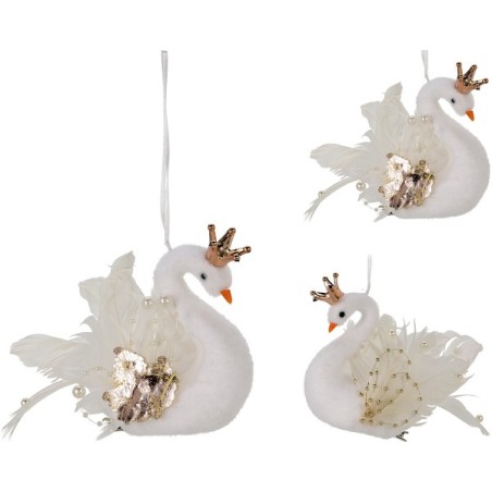Déco suspendue cygne 17cm disponible en 2 versions différentes
