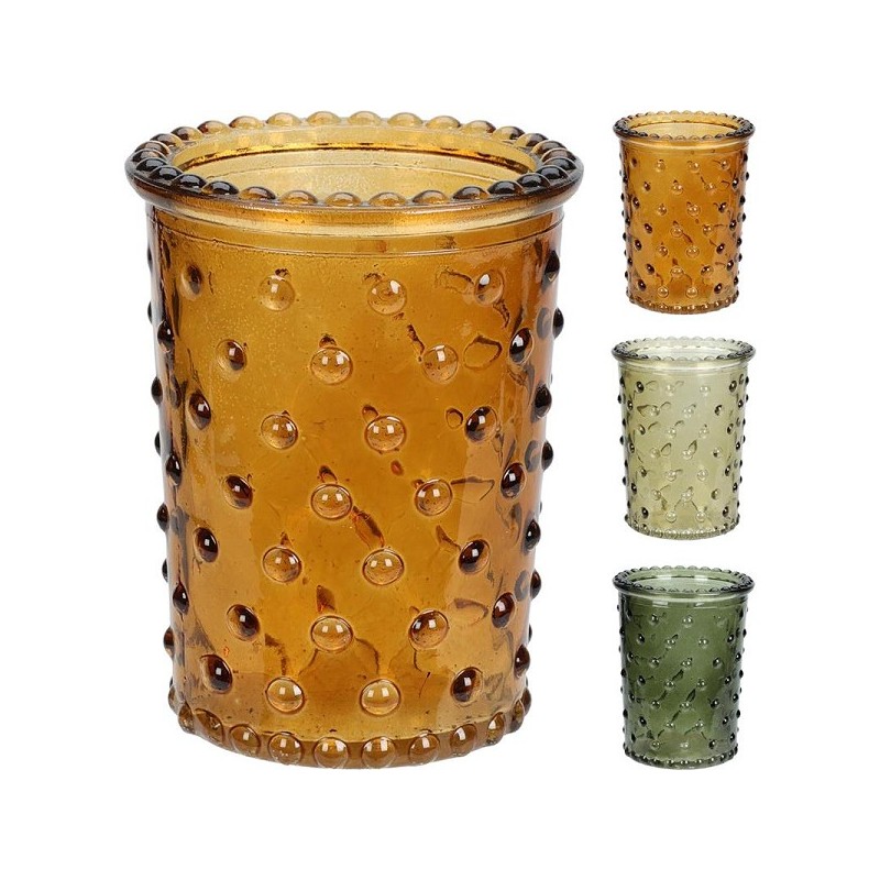 Theelichthouder glas Ø6x8cm verkrijgbaar in 3 verschillende kleuren