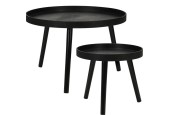 Set de tables d'appoint rondes 2 pièces Ø60xh40/Ø38xh34cm noir