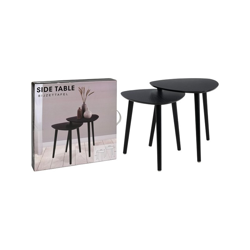 Set de tables d'appoint 2 pièces 40x41/45x44,5cm noir