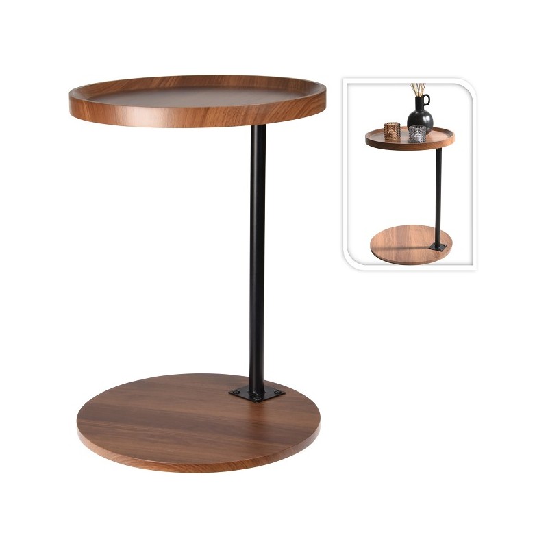 Bijzettafel metaal/hout Ø40xh56cm