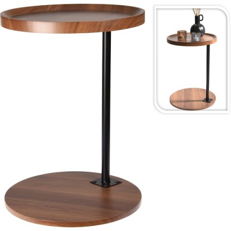 Bijzettafel metaal/hout Ø40xh56cm