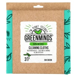 Greenminds Lingettes ménagères lot de 3 pièces en viscose certifiée FSC