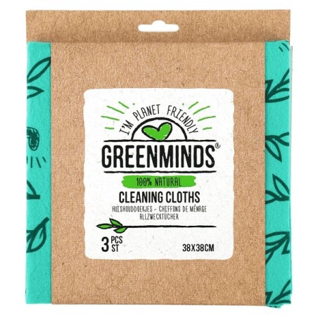 Greenminds Lingettes ménagères lot de 3 pièces en viscose certifiée FSC