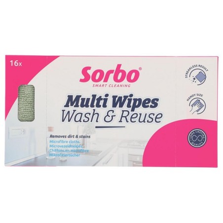Sorbo Chiffons Microfibre 22x22cm boîte de 16 pièces