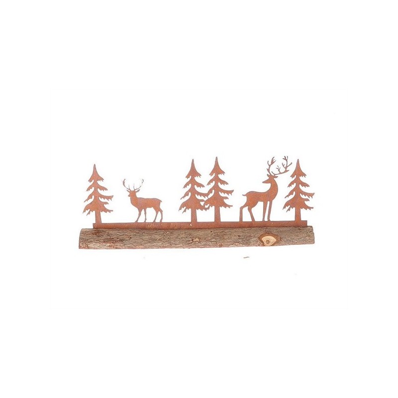HBX natural living Déco tronc cerf en forêt 40x13x3cm