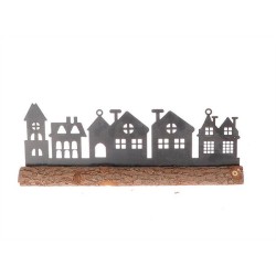HBX natural living Deco stam met huisjes metaal 30x11x2,5cm