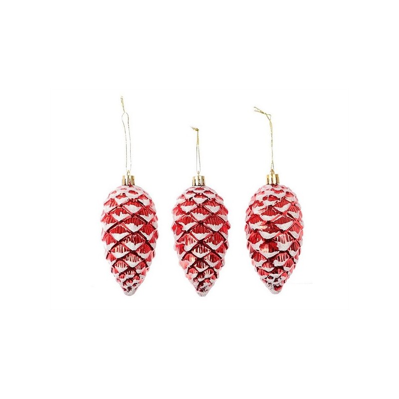 HBX natural living Pendentif de Noël pomme de pin lot de 3 pièces 16,4x5,5x11,3cm rouge