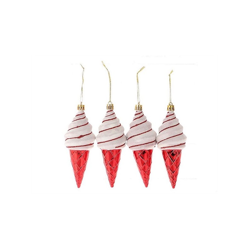 HBX natural living Kersthanger ijsje set a 4 stuks 19,1x5,2x13,2cm rood