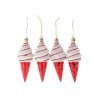 HBX natural living Pendentif de Noël crème glacée lot de 4 pièces 19,1x5,2x13,2cm rouge