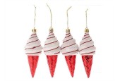 HBX natural living Pendentif de Noël crème glacée lot de 4 pièces 19,1x5,2x13,2cm rouge