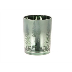 HBX natural living Photophore Winter Magic Ø8xh9cm vert métallisé