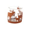 HBX natural living Theelichthouder Forest deer met herten metaal met glas Ø8xh8cm roest