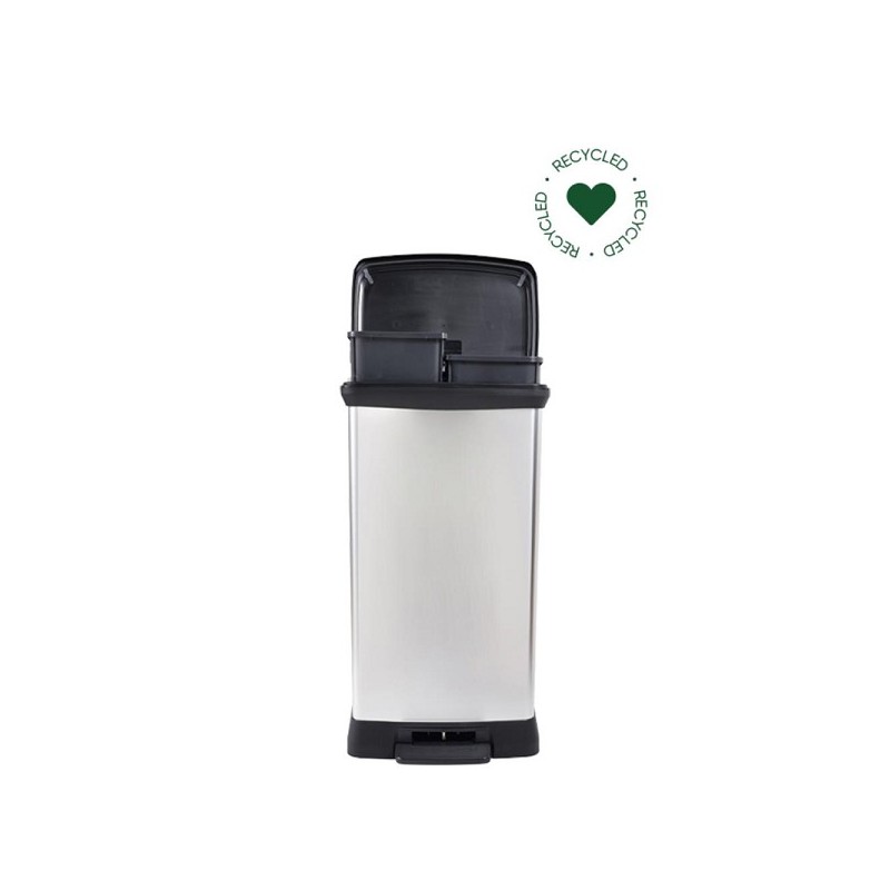 Curver Deco Bin Duo pedaalemmer 23L+23L Zilver metallic
