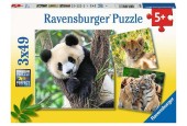 Ravensburger Panda, tijger en leeuw puzzel 3x49 stukjes