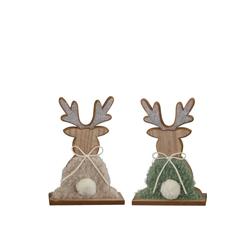 Rendier MDF 13x4x19cm wit/groen