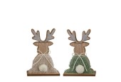 Rendier MDF 13x4x19cm wit/groen