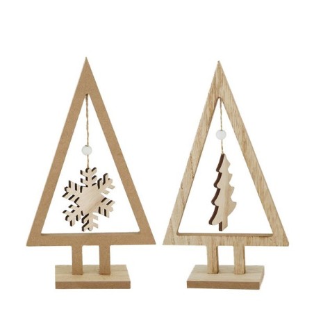 Bois de sapin de Noël sur standard 15x5x28cm Naturel/gris